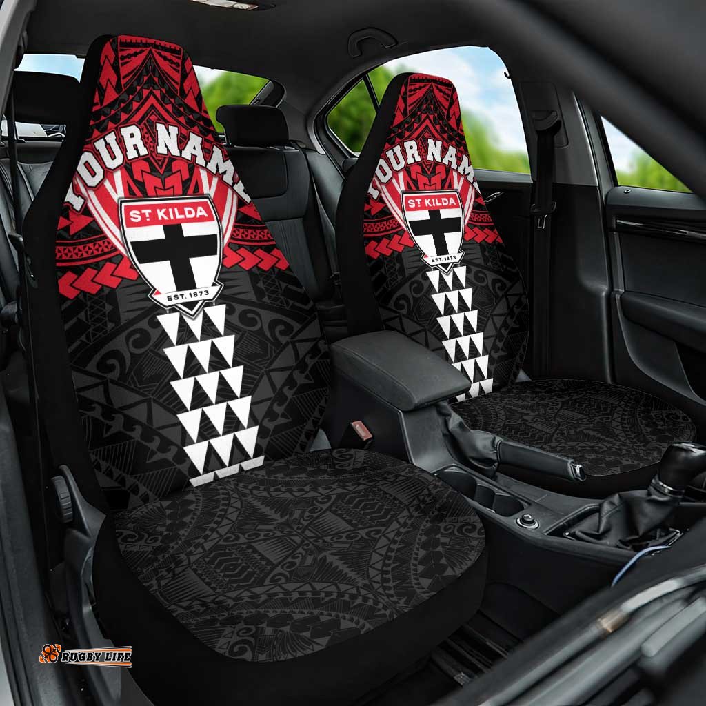 Personalized St Kilda Saints Car Seat Cover Polynesian Tribal Pattern Heritage Football TS04