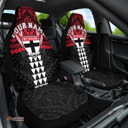 Personalized St Kilda Saints Car Seat Cover Polynesian Tribal Pattern Heritage Football TS04