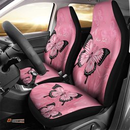 Personalised Australia Breast Cancer Awareness Car Seat Cover Pink Ribbon Butterfly Opal Pattern LT14