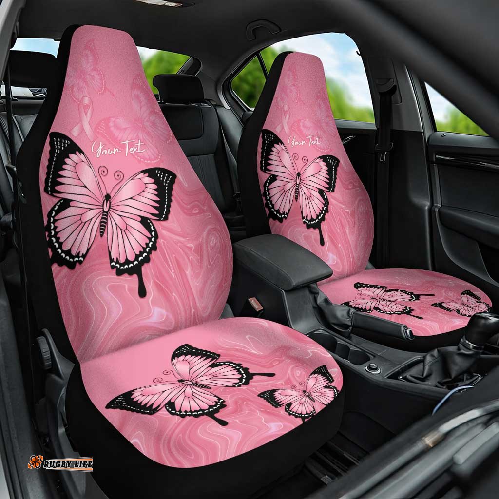 Personalised Australia Breast Cancer Awareness Car Seat Cover Pink Ribbon Butterfly Opal Pattern LT14