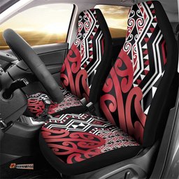 New Zealand Car Seat Cover Aotearoa Kowhaiwhai Mix Taniko Art - Red LT14