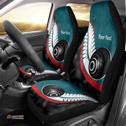 Personalised Aotearoa Lawn Bowls Car Seat Cover Maori and Silver Fern Sporty Style Teal Color LT03