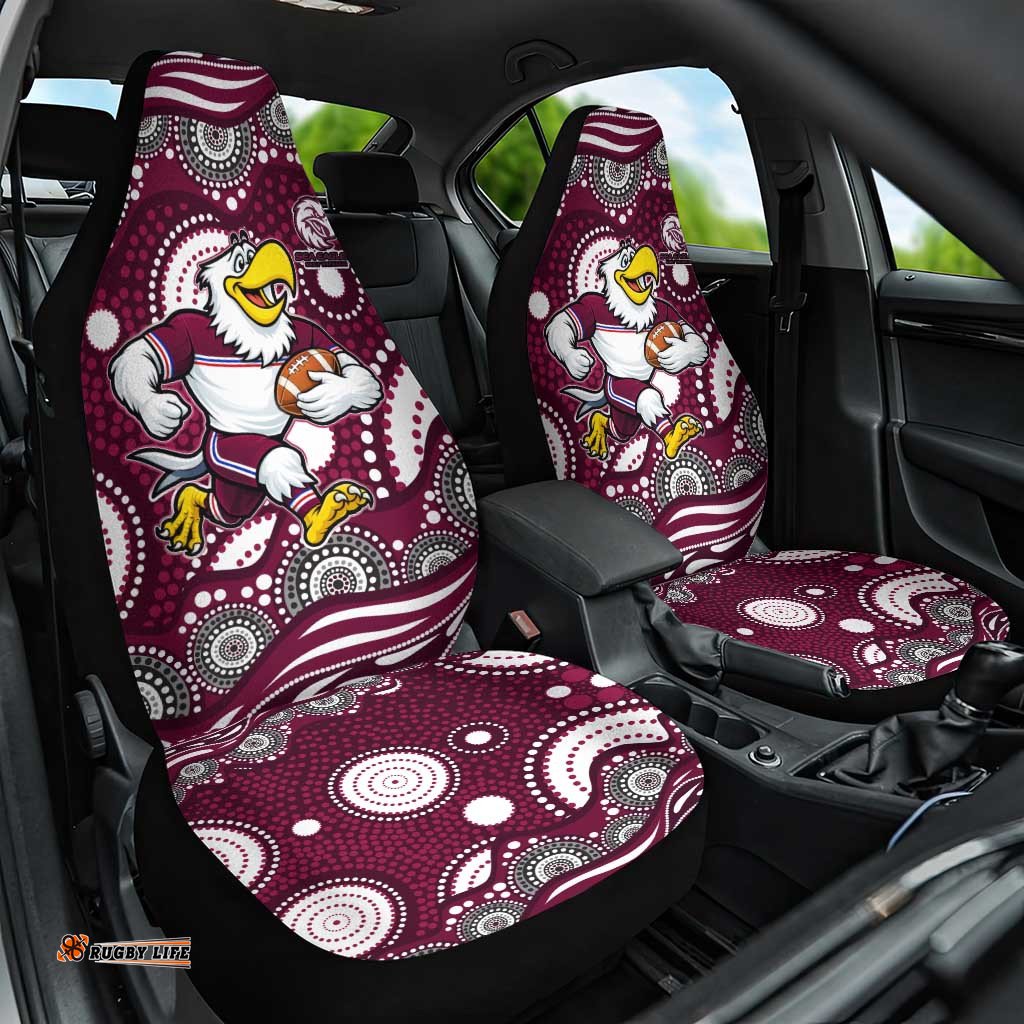 Manly Warringah Sea Eagles Car Seat Cover Aboriginal Dot Pattern - Rugby Mascot Heritage Pride TS04