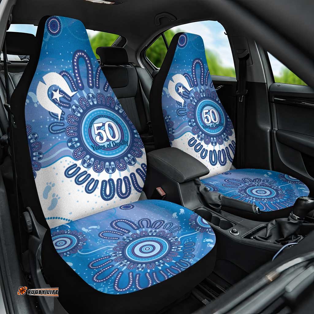 NAIDOC Week 2026 Car Seat Cover 50 Years Deadly Dhari Blue Aboriginal Art LT14