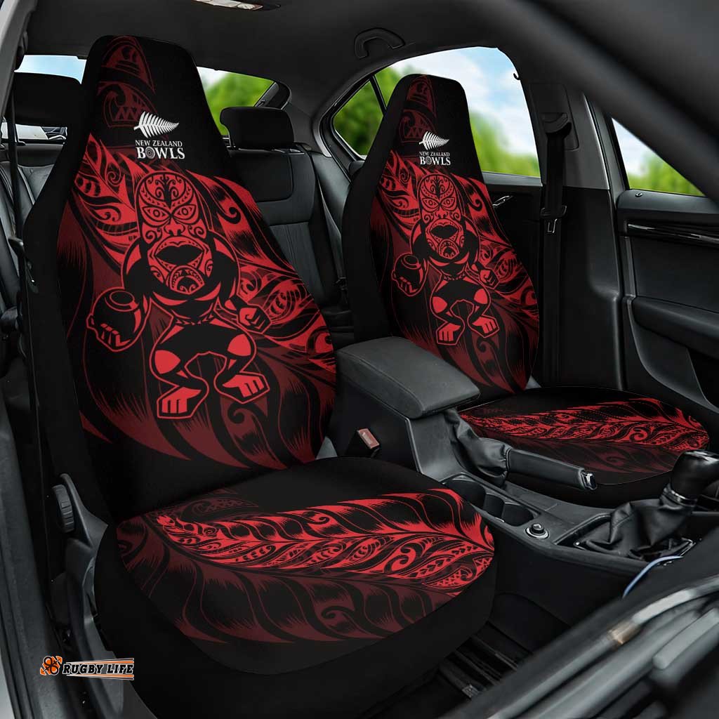 New Zealand Lawn Bowls Car Seat Cover Red Maori Warrior Tribal Silver Fern LT9