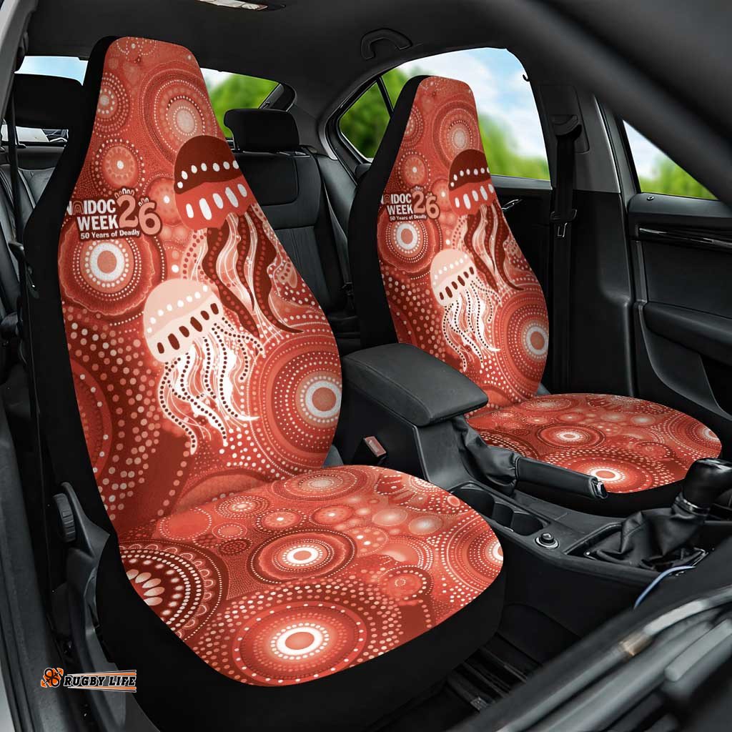 NAIDOC Deadly 50 Years Car Seat Cover Jellyfish Aboriginal Culture Inspired Red LT9