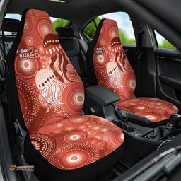 NAIDOC Deadly 50 Years Car Seat Cover Jellyfish Aboriginal Culture Inspired Red LT9