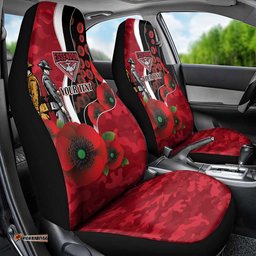 Essendon Bombers ANZAC Personalised Car Seat Cover Lest We Forget Poppy Camo LT9