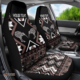 Personalised Taniko Motifs Aotearoa Car Seat Cover Waitangi Kowhaiwhai Kiwi - Mocha LT7