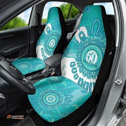 NAIDOC Week 2026 Car Seat Cover 50 Years Deadly Dhari Cyan Aboriginal Art LT14
