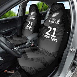 New Zealand Cricket Custom Car Seat Cover Potae Pango Black Fern Pattern LT9