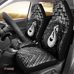 New Zealand Maori Car Seat Cover Poutama Manaia Black Paua Shell LT05