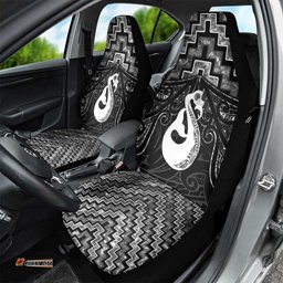 New Zealand Maori Car Seat Cover Poutama Manaia Black Paua Shell LT05