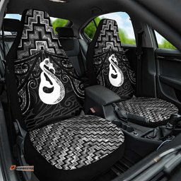 New Zealand Maori Car Seat Cover Poutama Manaia Black Paua Shell LT05