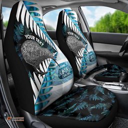 New Zealand Silver Fern Curling Personalised Car Seat Cover Aotearoa Kiwi Ponga Paua Shell Version LT14