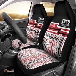 Personalised Toitu Te Tiriti Aotearoa 1840 Car Seat Cover Red Kowhaiwhai Puhoro LT9