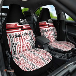 Personalised Toitu Te Tiriti Aotearoa 1840 Car Seat Cover Red Kowhaiwhai Puhoro LT9