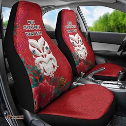 Maori Wheku Meri Kirihimete Personalised Car Seat Cover All Red Indigenous Maori Motif LT9
