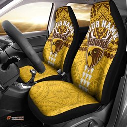 Personalized Hawthorn Hawks Car Seat Cover Polynesian Tribal Pattern Heritage Football TS04