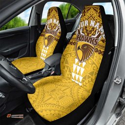 Personalized Hawthorn Hawks Car Seat Cover Polynesian Tribal Pattern Heritage Football TS04