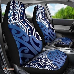 New Zealand Car Seat Cover Aotearoa Kowhaiwhai Mix Taniko Art - Blue LT14
