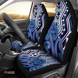 New Zealand Car Seat Cover Aotearoa Kowhaiwhai Mix Taniko Art - Blue LT14
