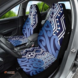 New Zealand Car Seat Cover Aotearoa Kowhaiwhai Mix Taniko Art - Blue LT14