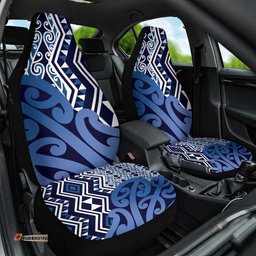 New Zealand Car Seat Cover Aotearoa Kowhaiwhai Mix Taniko Art - Blue LT14