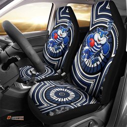 Geelong Cats Car Seat Cover Indigenous Monochrome Dot Art Mascot Style TS04