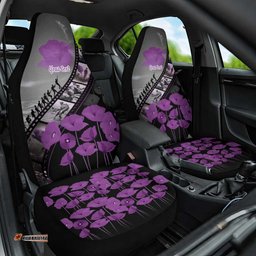Personalised Remembering ANZAC Lest We Forget Car Seat Cover Vintage Film Frame Memorial Purple Poppy LT9