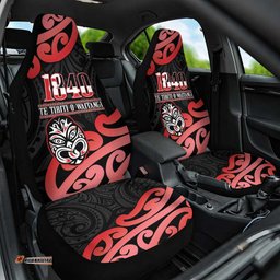 New Zealand 1840 Waitangi Day Car Seat Cover Aotearoa Haka Mask - Red Version LT14