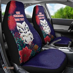 Maori Wheku Meri Kirihimete Personalised Car Seat Cover All Blue Indigenous Maori Motif LT9
