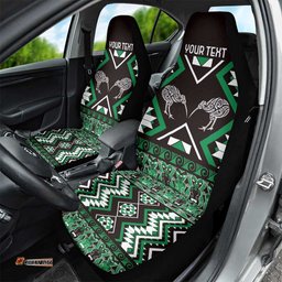 Personalised Taniko Motifs Aotearoa Car Seat Cover Waitangi Kowhaiwhai Kiwi - Green LT7