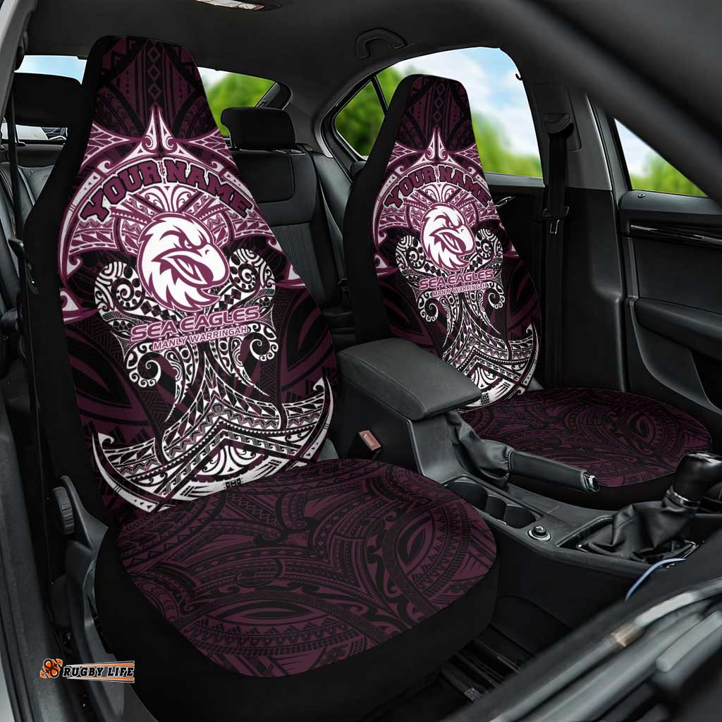 Personalized Manly Warringah Sea Eagles Car Seat Cover Polynesian Tribal Pattern Style TS04