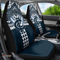 Personalized Carlton Blues Car Seat Cover Polynesian Tribal Pattern Heritage Football TS04