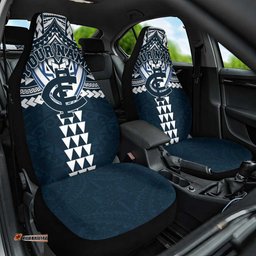 Personalized Carlton Blues Car Seat Cover Polynesian Tribal Pattern Heritage Football TS04