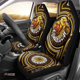 Hawthorn Hawks Car Seat Cover Indigenous Monochrome Dot Art Mascot Style TS04