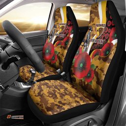 Hawthorn Hawks ANZAC Personalised Car Seat Cover Lest We Forget Poppy Camo LT9