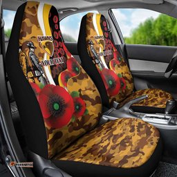 Hawthorn Hawks ANZAC Personalised Car Seat Cover Lest We Forget Poppy Camo LT9