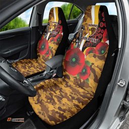 Hawthorn Hawks ANZAC Personalised Car Seat Cover Lest We Forget Poppy Camo LT9