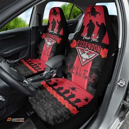 Personalised Essendon Football ANZAC Day Car Seat Cover Bombers Poppy Lest We Forget LT14