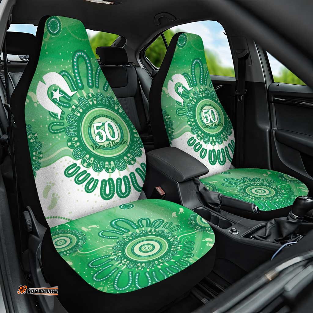 NAIDOC Week 2026 Car Seat Cover 50 Years Deadly Dhari Green Aboriginal Art LT14
