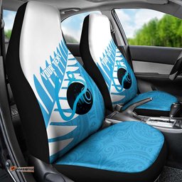 New Zealand Lawn Bowls Prostate Cancer Custom Car Seat Cover Aotearoa Maori Silver Fern Blue Ribbon LT14
