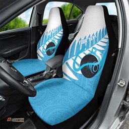 New Zealand Lawn Bowls Prostate Cancer Custom Car Seat Cover Aotearoa Maori Silver Fern Blue Ribbon LT14