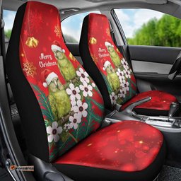 New Zealand Kakapo Christmas Car Seat Cover Owl Parrot Santa Sliver Fern Manuka - Red LT14