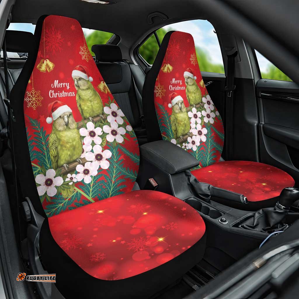 New Zealand Kakapo Christmas Car Seat Cover Owl Parrot Santa Sliver Fern Manuka - Red LT14