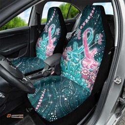 Hereditary Cancer Awareness Car Seat Cover Hope Ribbon With Aussie Teal Duncan Coral DT05