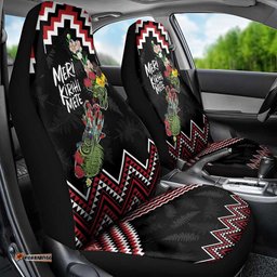 New Zealand Christmas Taniko Poutama Car Seat Cover Flora Map with Birds LT7