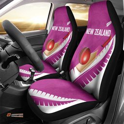 New Zealand Cricket Car Seat Cover Kiwi Birds Haka Dance Pink Fern Sporty Style LT03