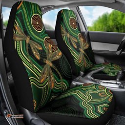 Green Indigenous Dragonfly Australia Car Seat Cover Aboriginal Art LT14